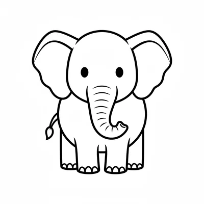 A big chunky elephant facing forward, its enormous round head with large coloring page