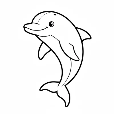 A big friendly dolphin leaping upward with its body arched in a smooth curve coloring page