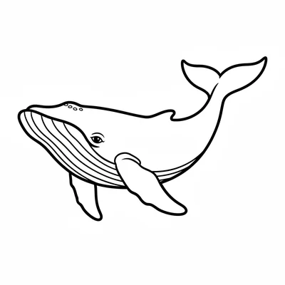 A big humpback whale facing the viewer from the side, its enormous rounded body coloring page