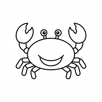 A big round crab facing forward, its wide oval body with two large claws raised coloring page