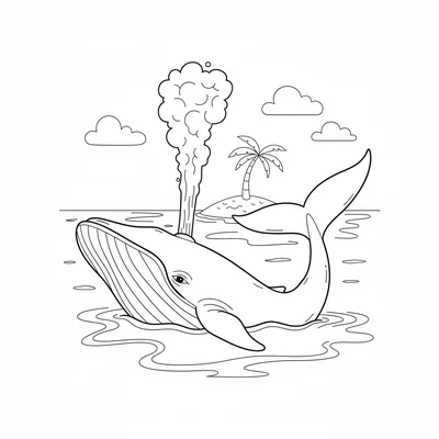 A blue whale surfacing to breathe, its enormous back and the top of its body coloring page