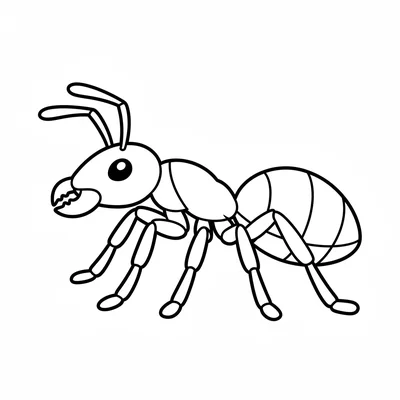 A large ant facing the viewer from the side, its three clearly segmented body coloring page