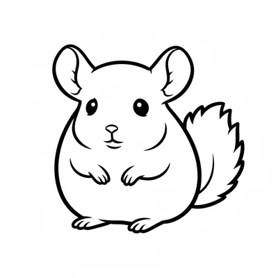 A plump chinchilla sitting facing forward, its round head with two very large coloring page