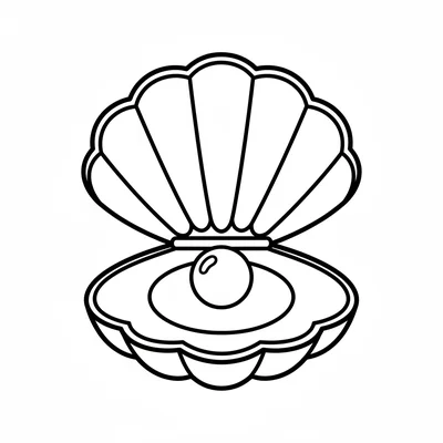 A round clam shell shown slightly open, its two matching oval ribbed shell coloring page