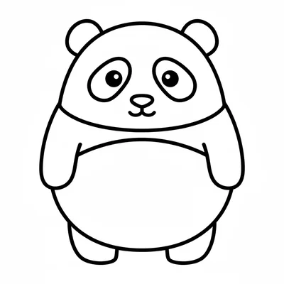 A round giant panda facing forward, its iconic black and white pattern coloring page