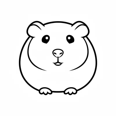 A round guinea pig sitting facing forward, its very round ball-like body coloring page