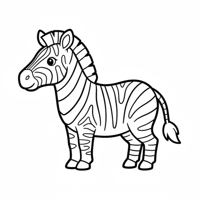 A striped zebra facing the viewer from the side, its horse-like body with thick coloring page