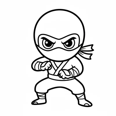 A ninja in a simple mask covering the lower face, a fitted dark outfit coloring page