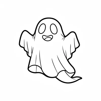 A single anime character in a ghost costume for a school festival, simple sheet coloring page