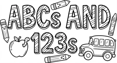Render the exact text 'ABCS AND 123S' in Chunky Hand-Drawn… coloring page