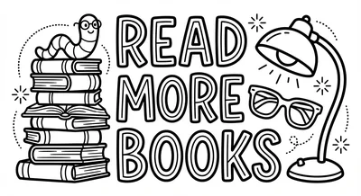 Render the exact text 'READ MORE BOOKS' in Chunky Hand-Draw… coloring page