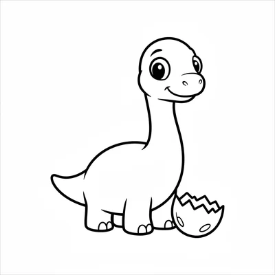 A baby Brachiosaurus with a proportionally shorter neck, an oversized round hea… coloring page