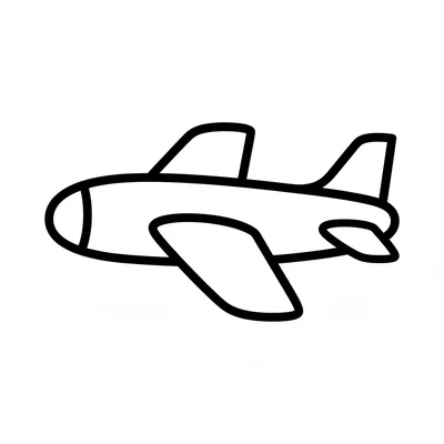 A basic airplane facing the viewer from the side, its long oval fuselage body coloring page