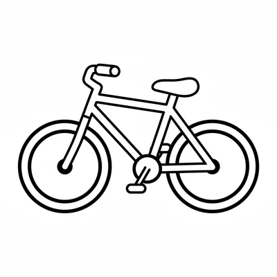 A simple bicycle facing the viewer from the side, its two large perfect circle coloring page