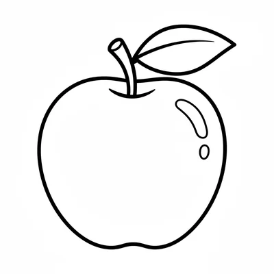 A big round apple facing the viewer, its large round body with a slight indent coloring page