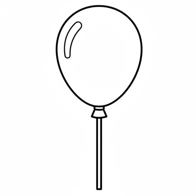 A big round balloon tied at the bottom with a simple knot and a long straight coloring page