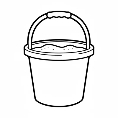A big round beach bucket with a wide rectangular shape that is slightly wider coloring page