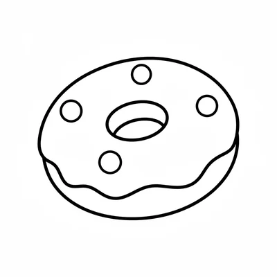 A big round donut viewed from a slight angle, its circular ring shape coloring page