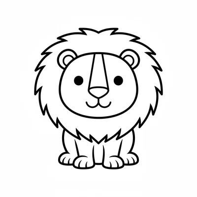 A big round lion facing forward, its enormous fluffy mane a large shaggy circle coloring page