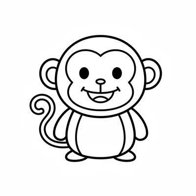 A big round monkey facing forward, its large oval face a lighter circle coloring page