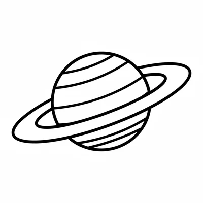 A big round planet with ring, its large circular sphere body and a thick oval coloring page
