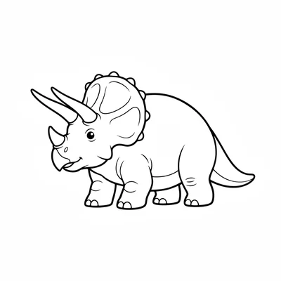 A big round Triceratops seen from the side, its massive shield-shaped frill beh… coloring page