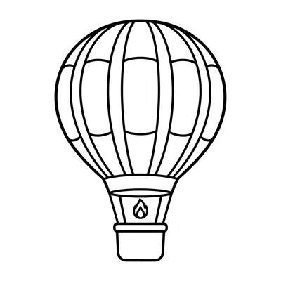 A big simple hot air balloon facing the viewer, its huge round balloon body coloring page