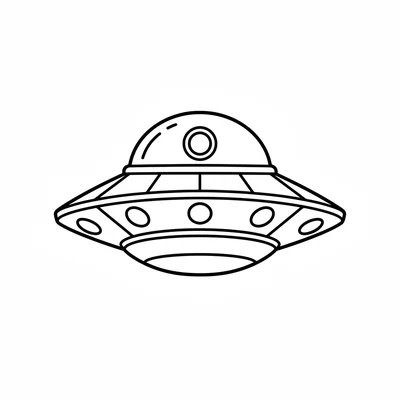 A big simple spaceship facing the viewer from the front, its wide saucer UFO coloring page