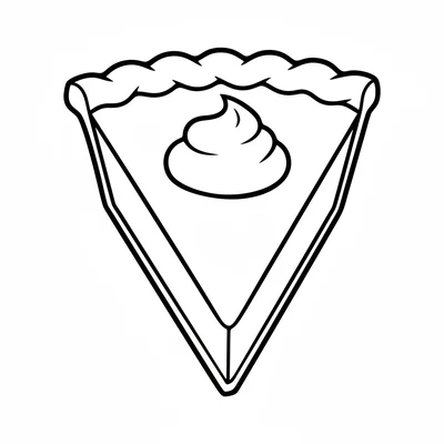 A big slice of pie showing a wide triangular wedge with a thick curved crust coloring page