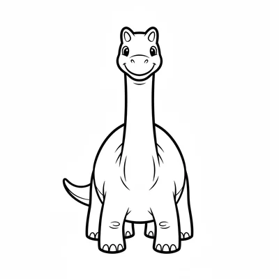 A Brachiosaurus viewed from the front, its long neck coming straight toward the… coloring page