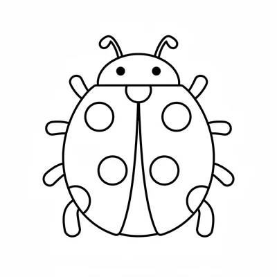 A chubby ladybug viewed from above, its round red body filling most coloring page