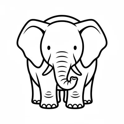 A chunky elephant facing forward with a massive rounded body, large circular coloring page