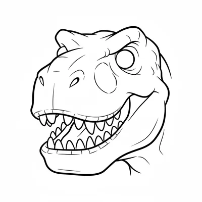 A chunky T-Rex head zoomed in close, filling most of the page, with a massive s… coloring page