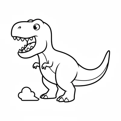 A chunky T-Rex seen from the side, its massive round head with a wide open jaw… coloring page