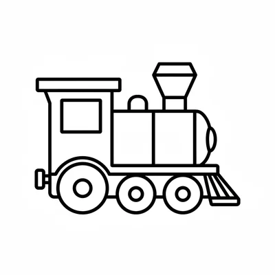 A chunky train engine facing the viewer from the side, its large rectangular coloring page