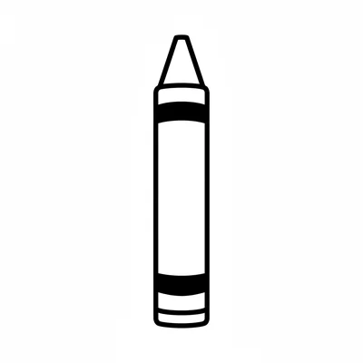 A simple crayon standing upright, its long rectangular body with a short coloring page