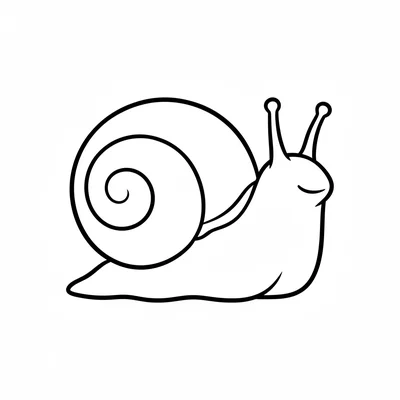 A fat round snail facing right, its large spiral shell on its back made of two coloring page