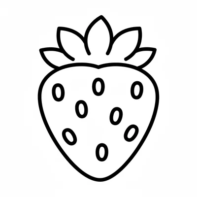 A giant strawberry facing the viewer, its large heart-shaped body coloring page