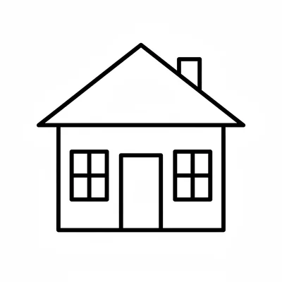 A simple house facing the viewer, its square body below topped by a large coloring page