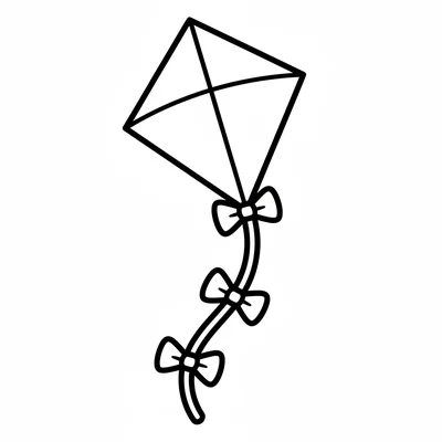A simple kite shaped like a large diamond flying in the air, its four-section coloring page