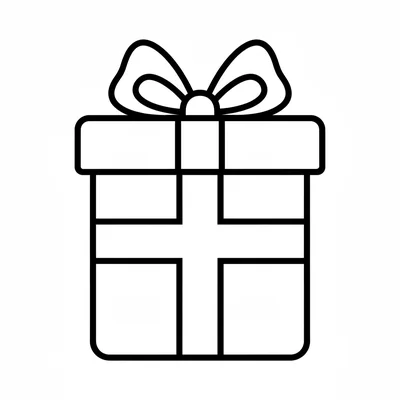 A large birthday present wrapped in a box shape, its rectangular body coloring page