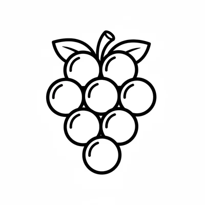 A large bunch of grapes with a triangular cluster of six to eight big round coloring page