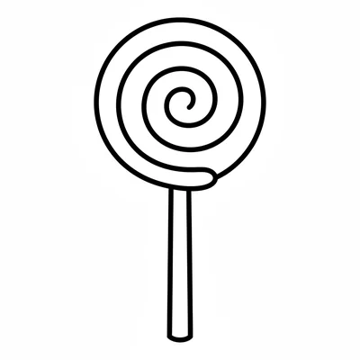 A large lollipop with a big round candy circle on top in a simple spiral of two coloring page