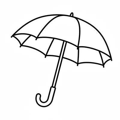 A large open umbrella viewed from a three-quarter angle, its wide dome canopy coloring page