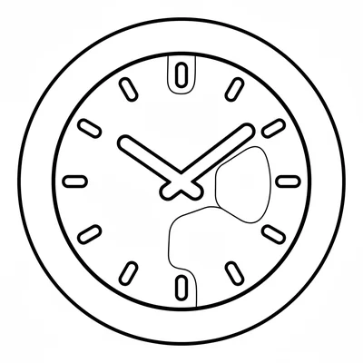 A large round clock facing the viewer, its big circular face with a thick round coloring page