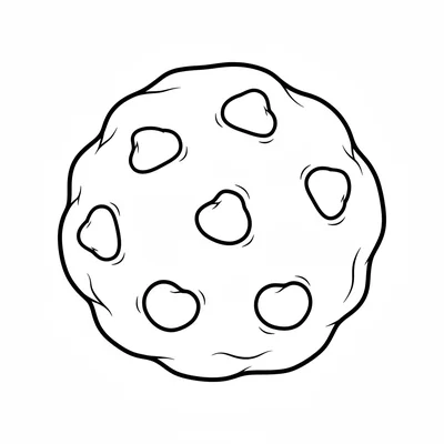 A large round cookie facing the viewer, its circular shape taking up most coloring page