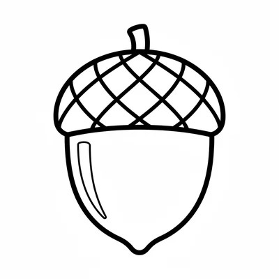 A large simple acorn facing the viewer, its round nut body below and a wide coloring page