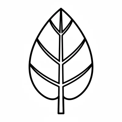 A large simple leaf shape facing the viewer, its wide oval body with a thick coloring page