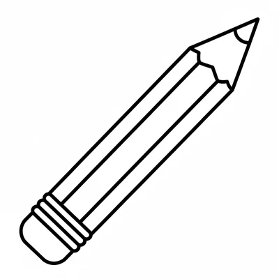 A large simple pencil pointing diagonally from lower left to upper right, its coloring page