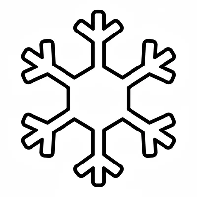 A large simple snowflake with six thick arms radiating from a central hexagon coloring page